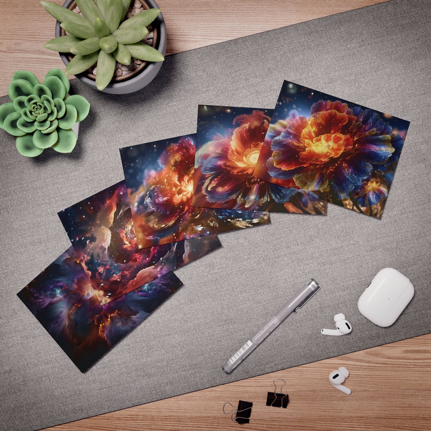 Galactic Flower Greeting Cards (5-Pack)