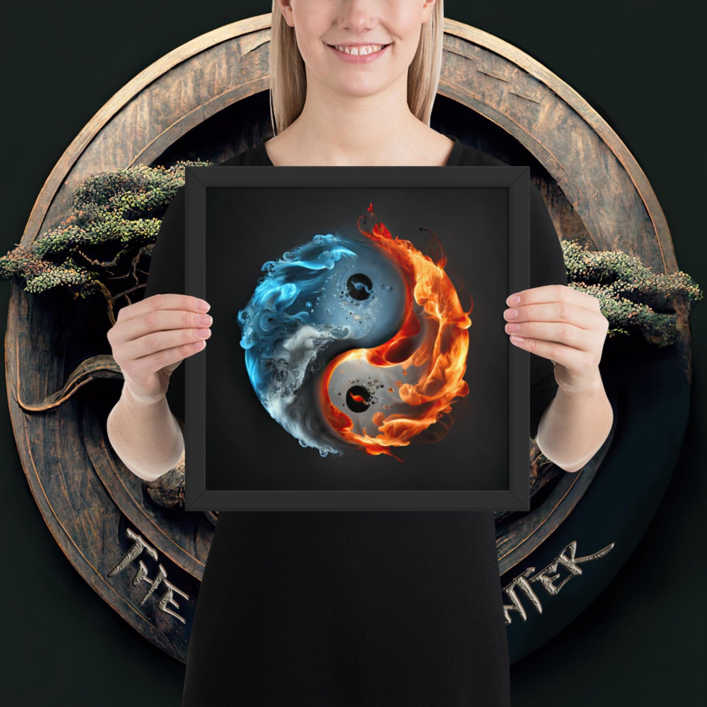 Fire and Water - Yin and Yang Framed poster