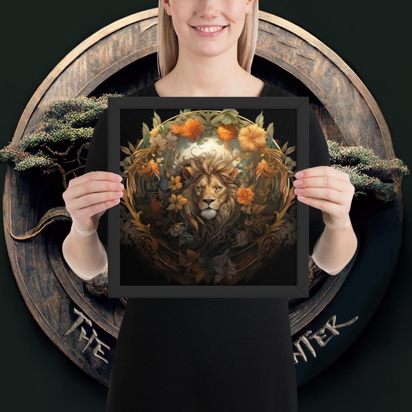Lion Nouveau Framed poster