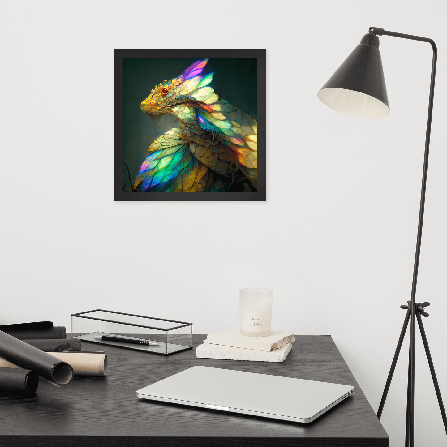 Rainbow Dragon Framed poster