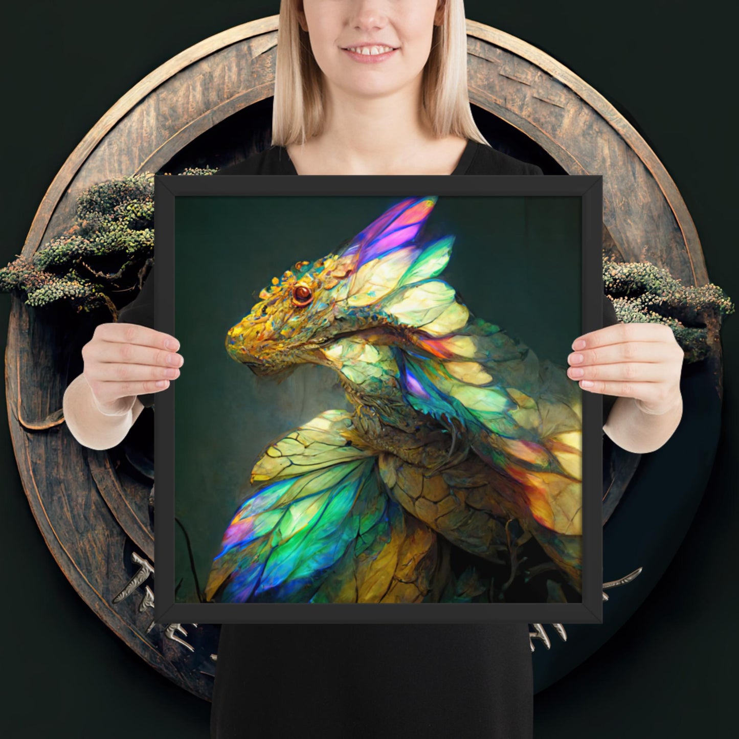 Rainbow Dragon Framed poster