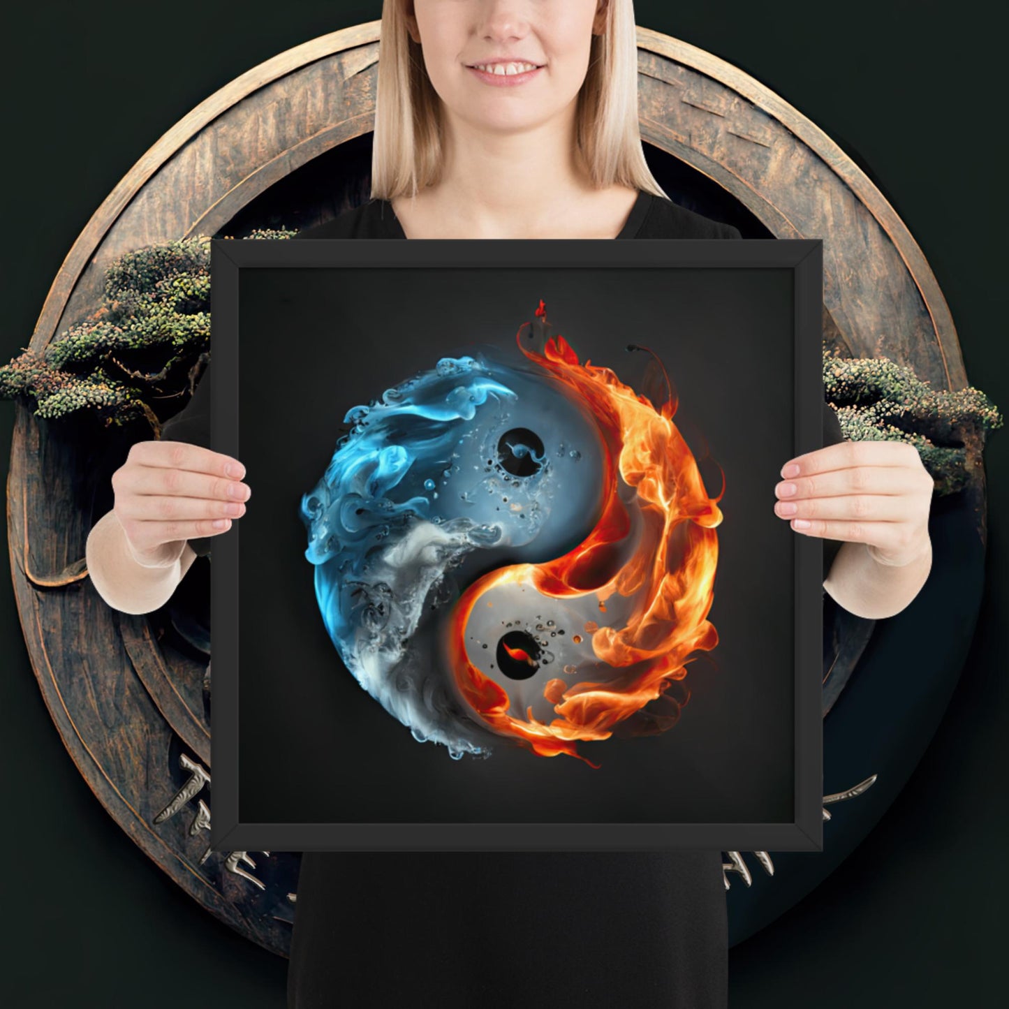 Fire and Water - Yin and Yang Framed poster