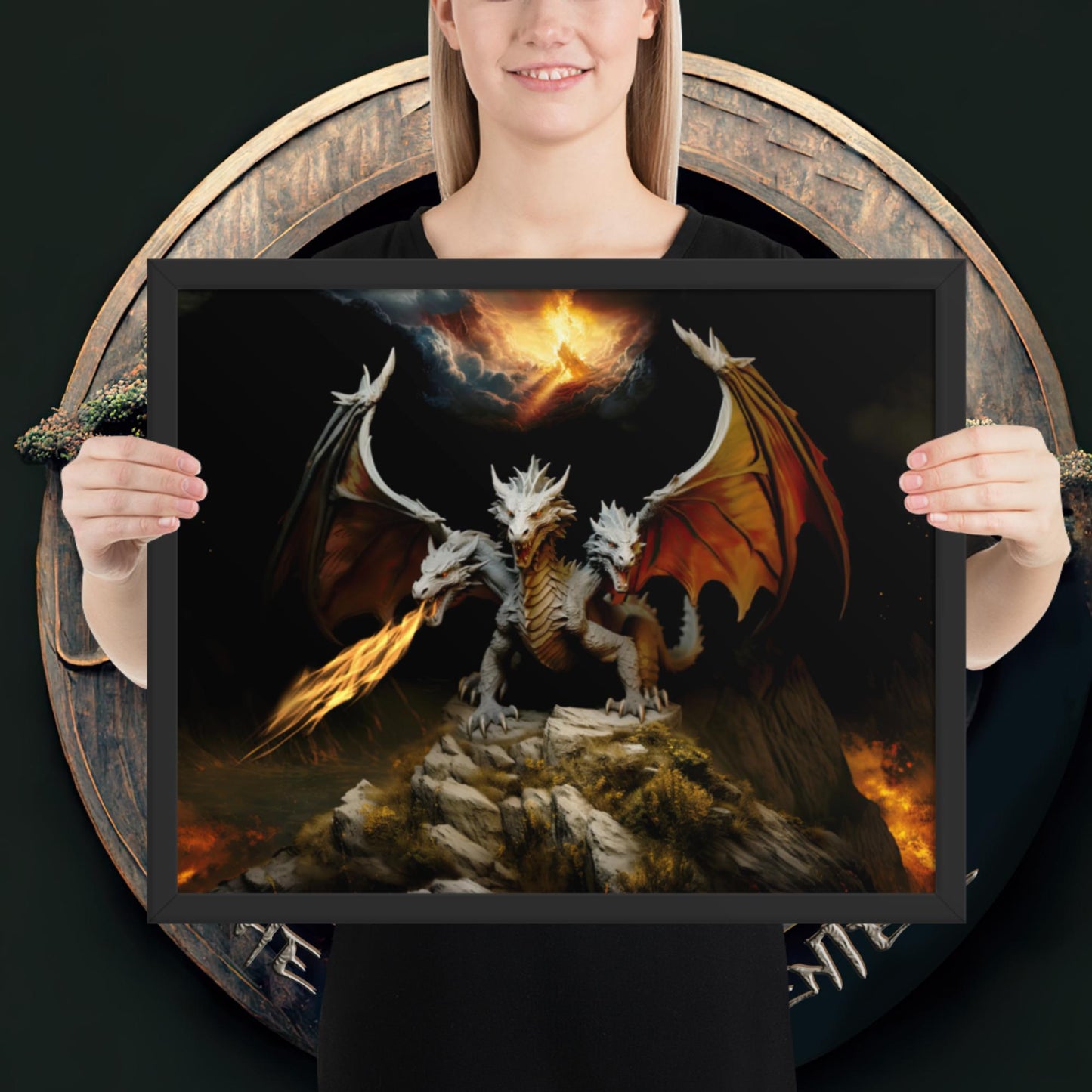 The Three Headed Dragon | Framed poster