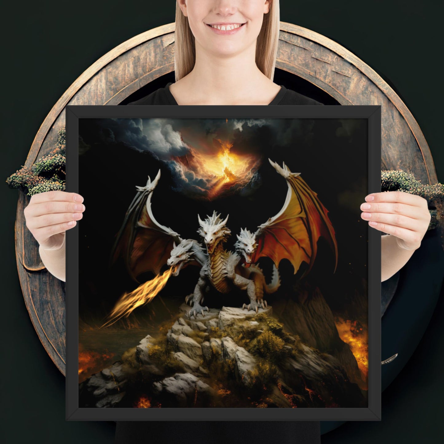 The Three Headed Dragon | Framed poster