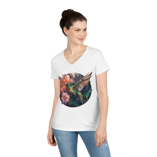 Iridescent Hummingbird | Ladies' V-Neck T-Shirt