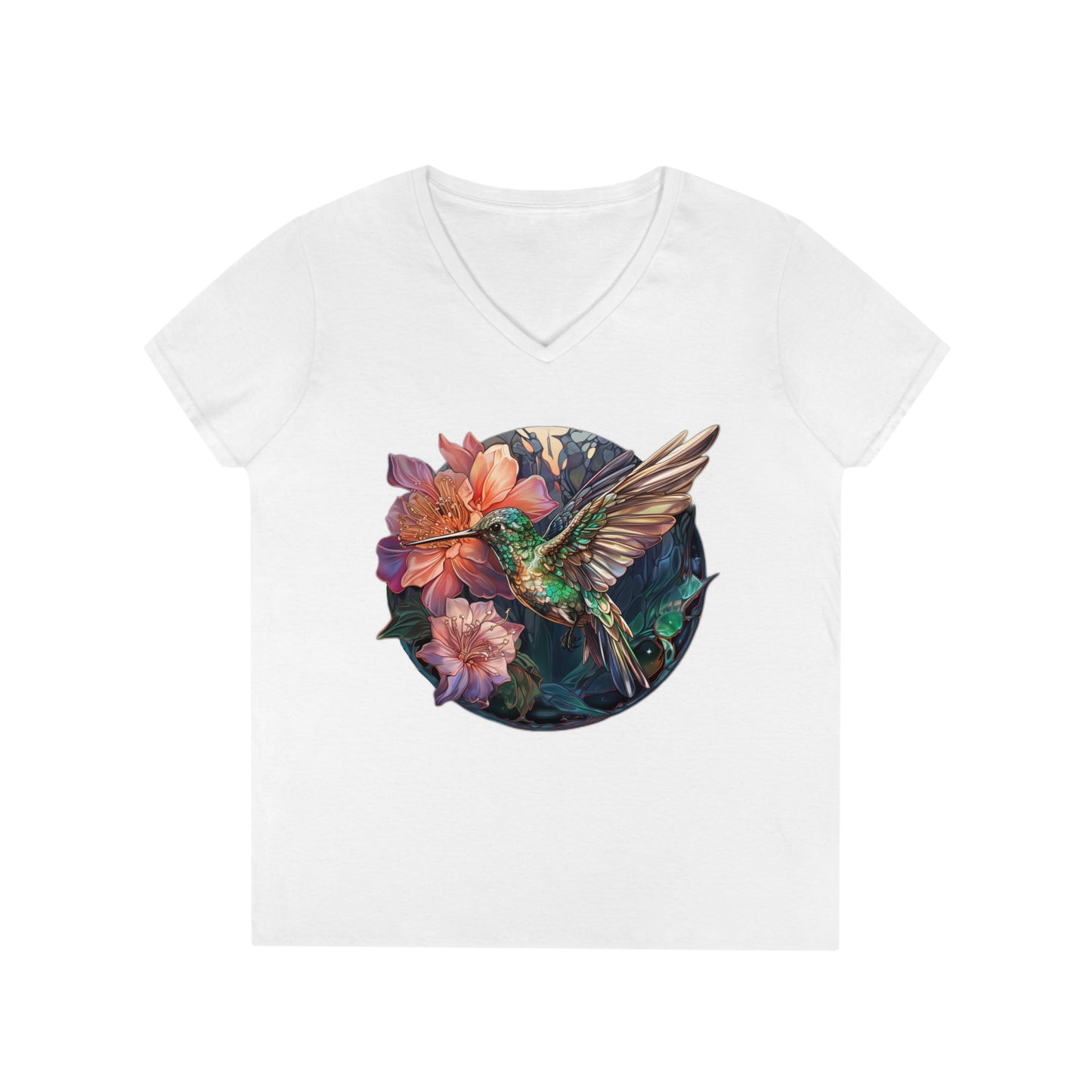 Iridescent Hummingbird | Ladies' V-Neck T-Shirt