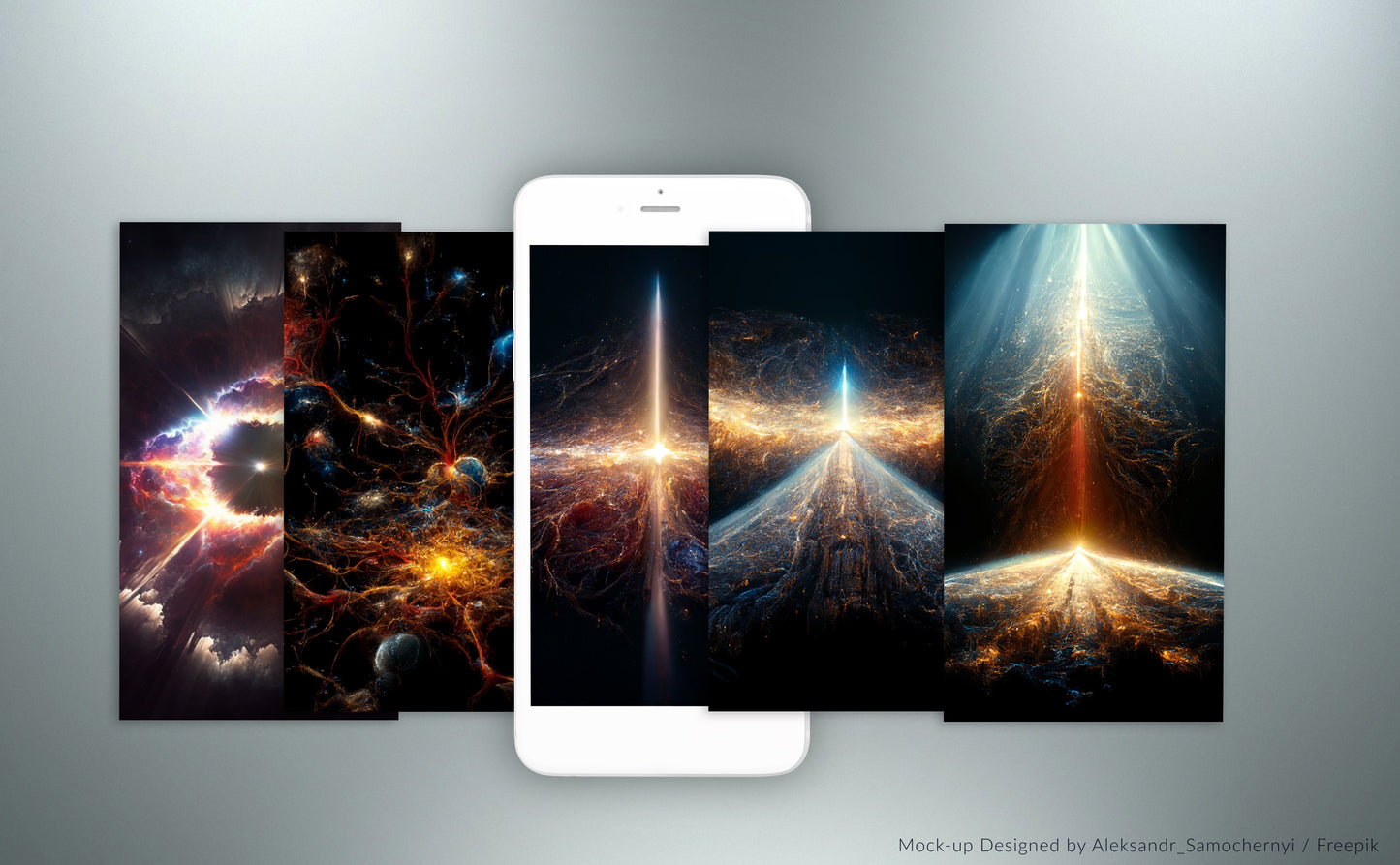 Cosmic Phone Wallpaper 5-Pack Bundle | Galactic Digital Phone Wallpaper | Supernova Universe Digital Wallpaper