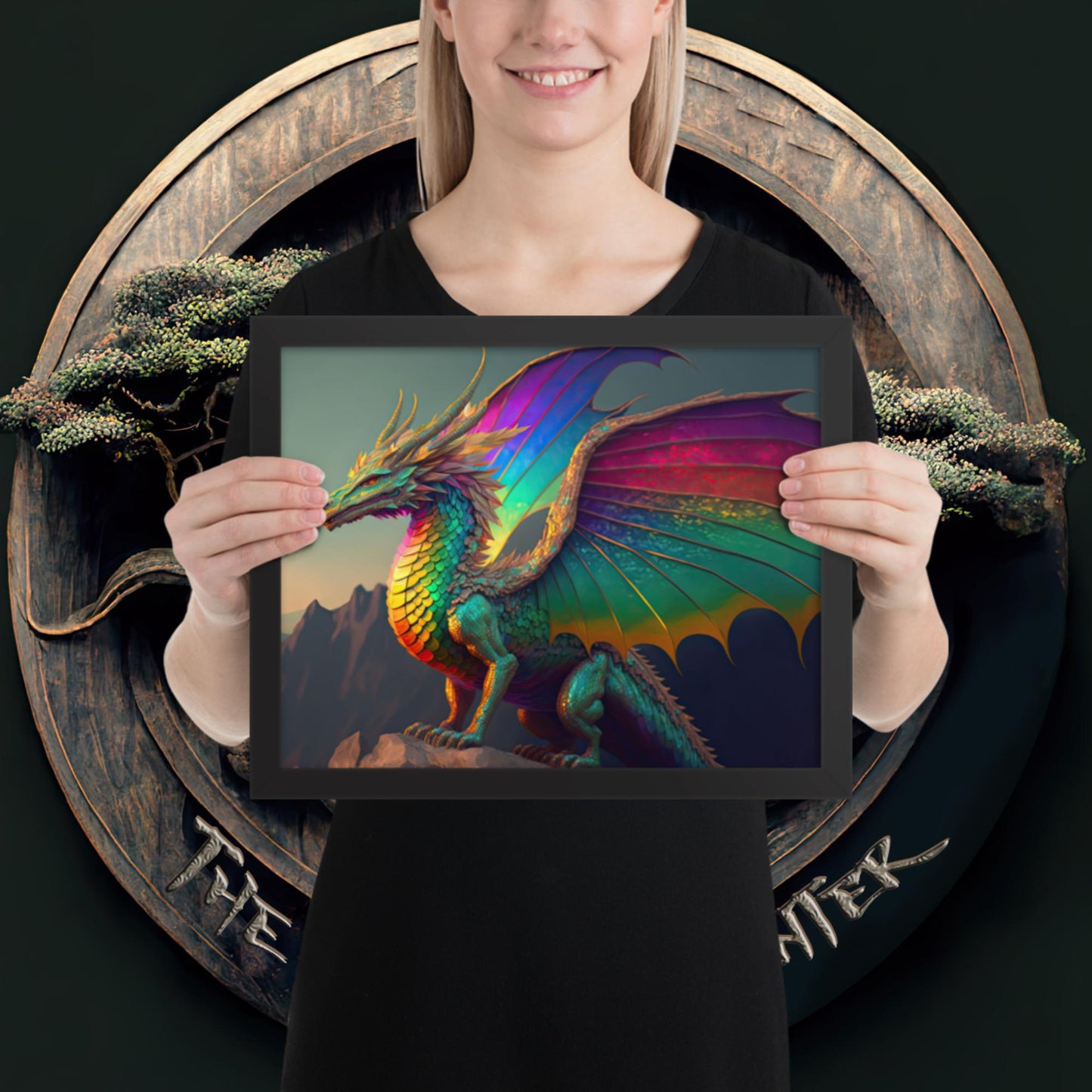 Kalied the Rainbow Dragon Framed Print