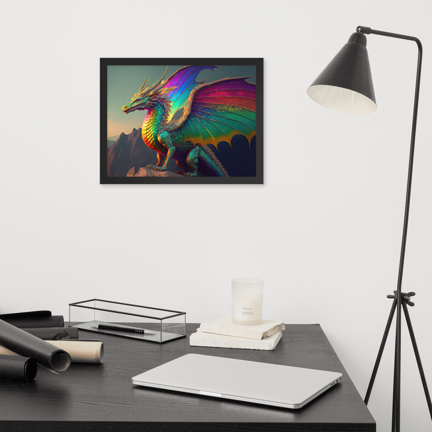 Kalied the Rainbow Dragon Framed Print