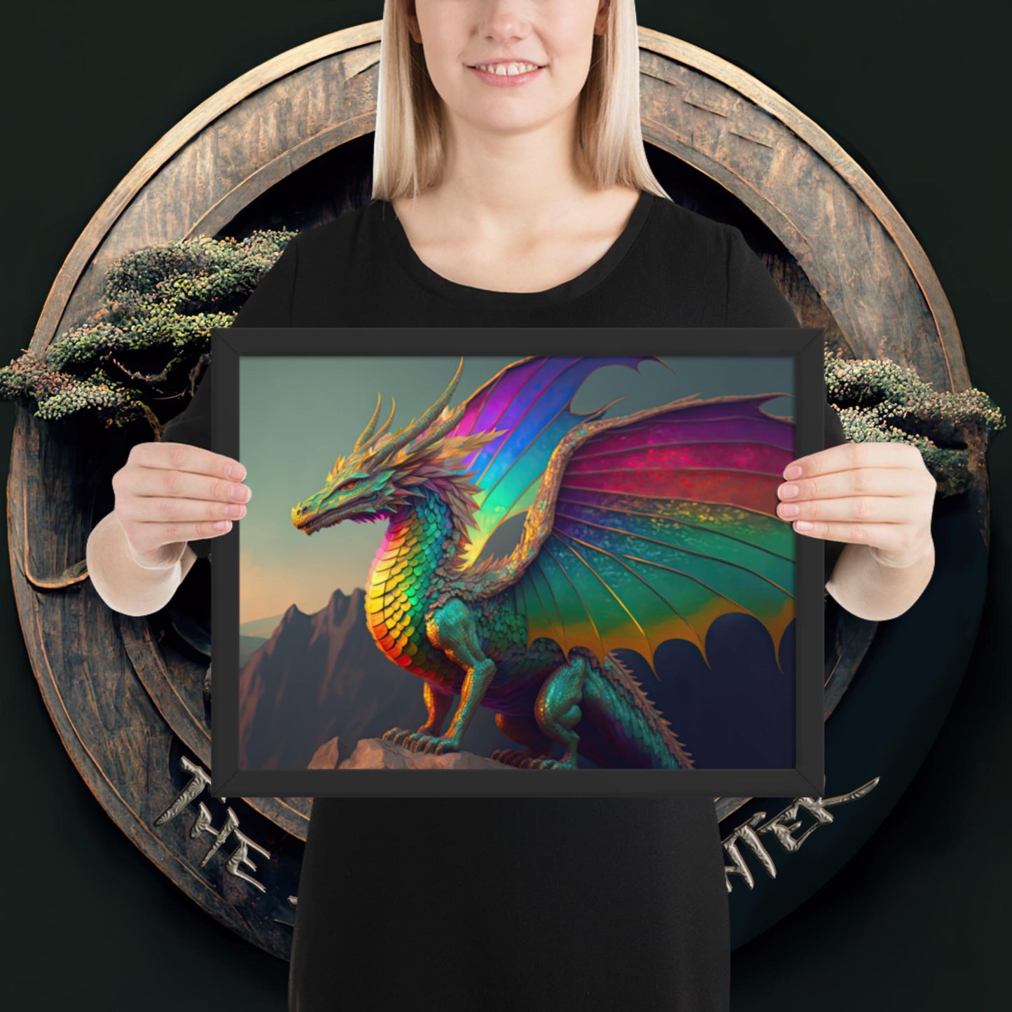 Kalied the Rainbow Dragon Framed Print