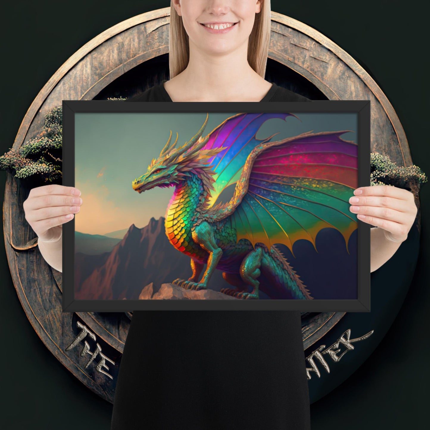 Kalied the Rainbow Dragon Framed Print