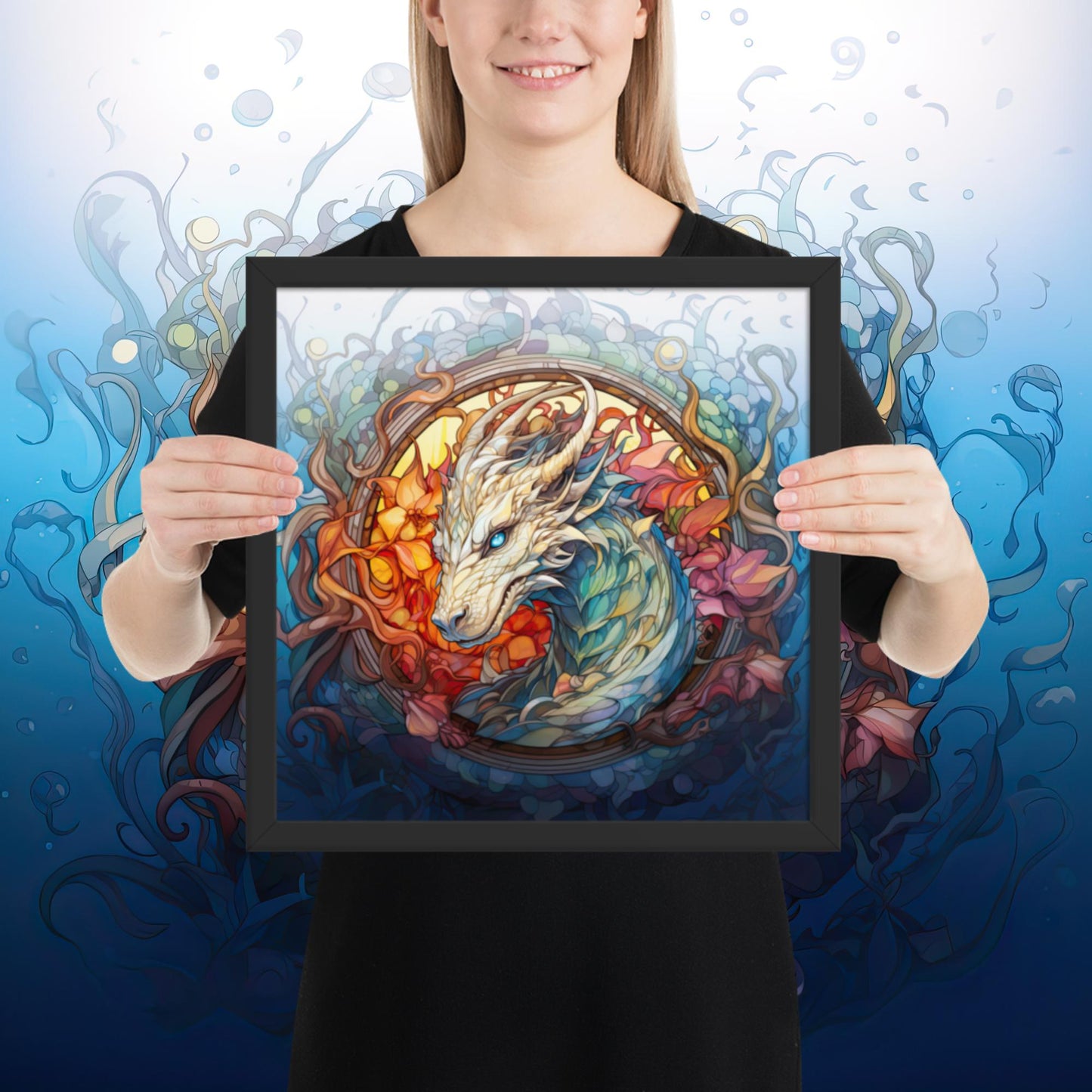 Aqua Dragon - Framed Print