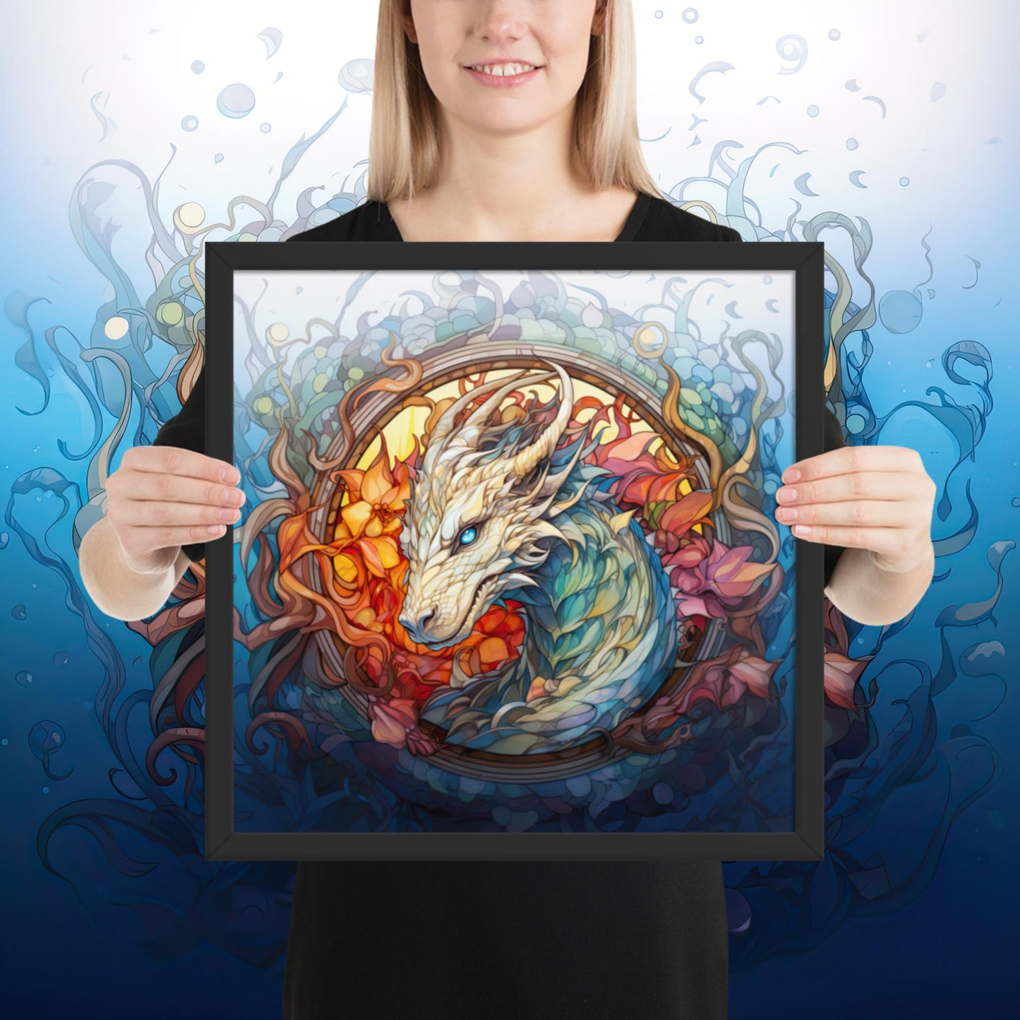 Aqua Dragon - Framed Print