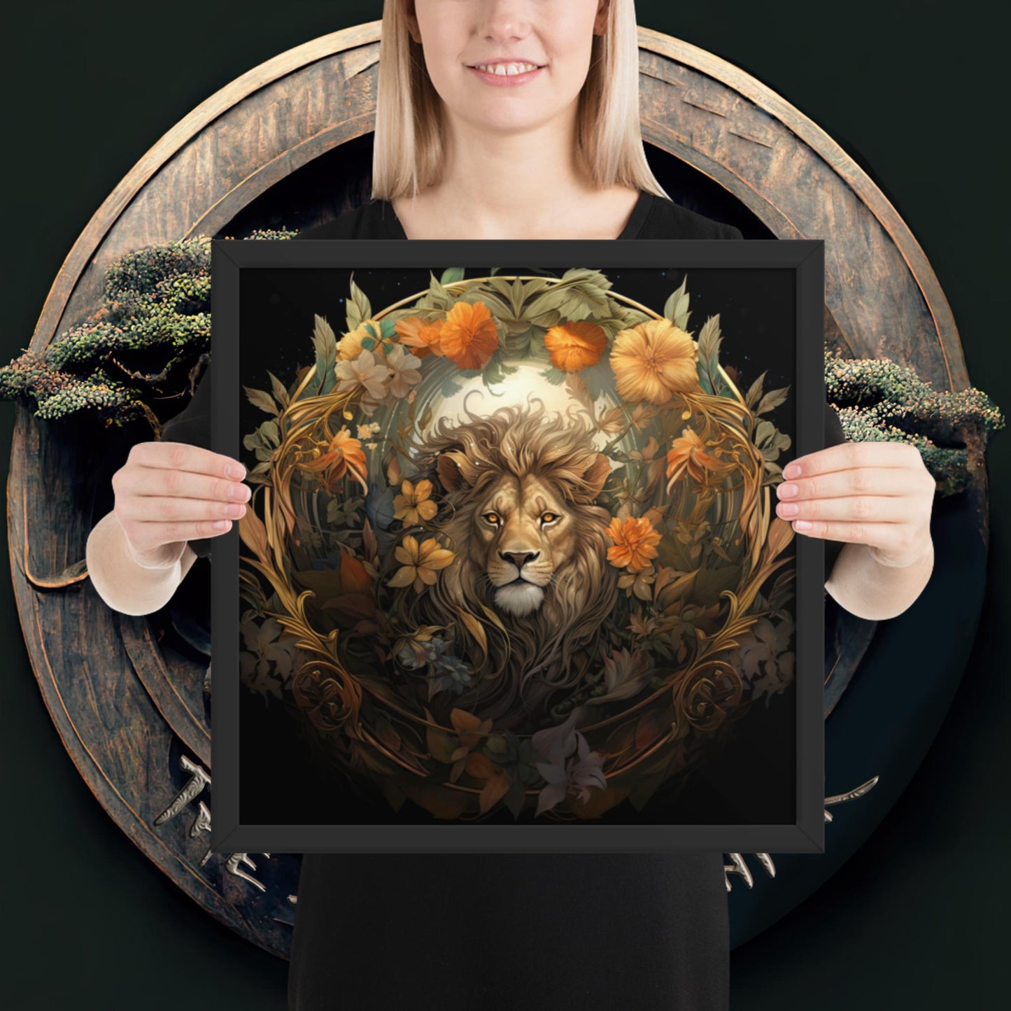 Lion Nouveau Framed poster