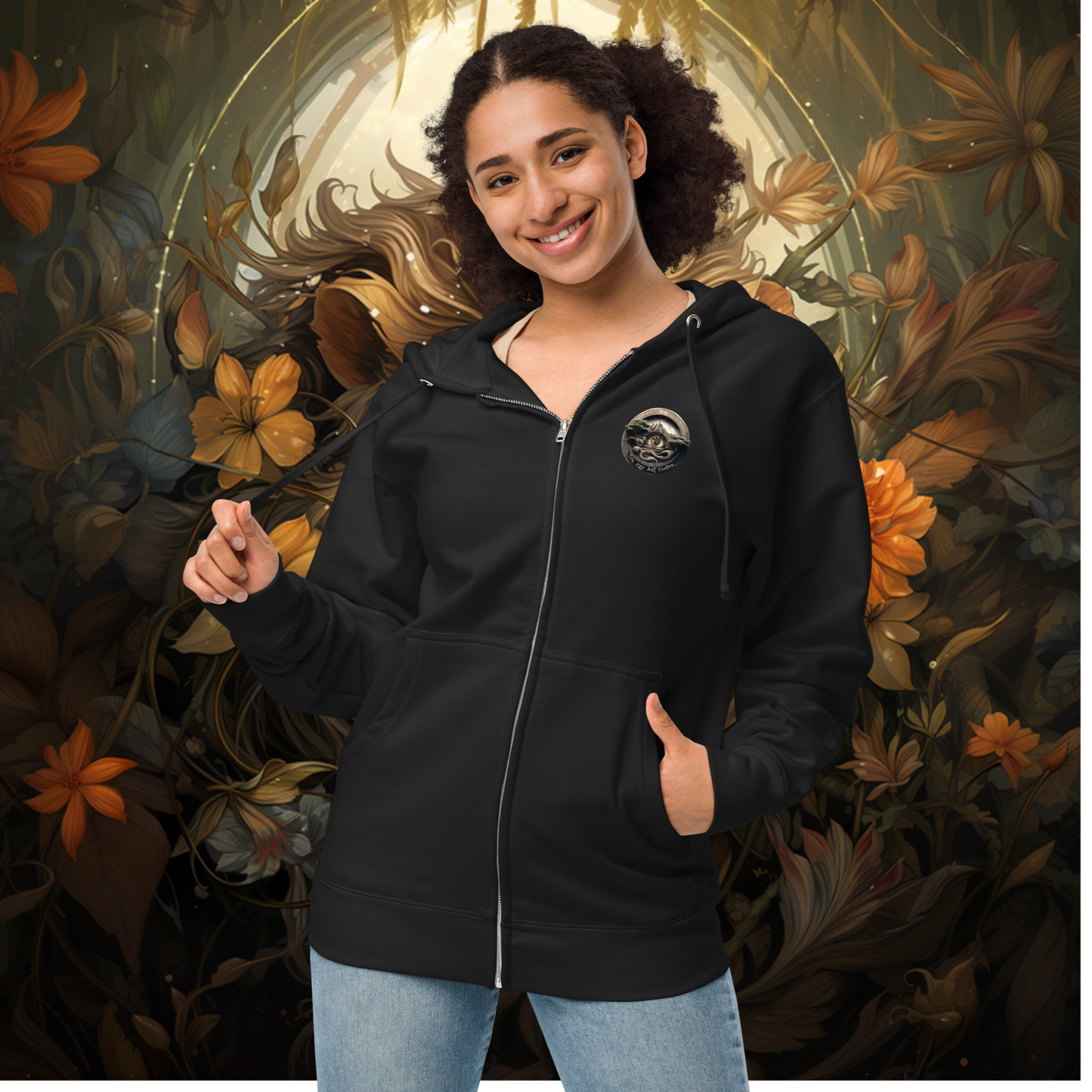 Lion Nouveau Unisex fleece zip up hoodie