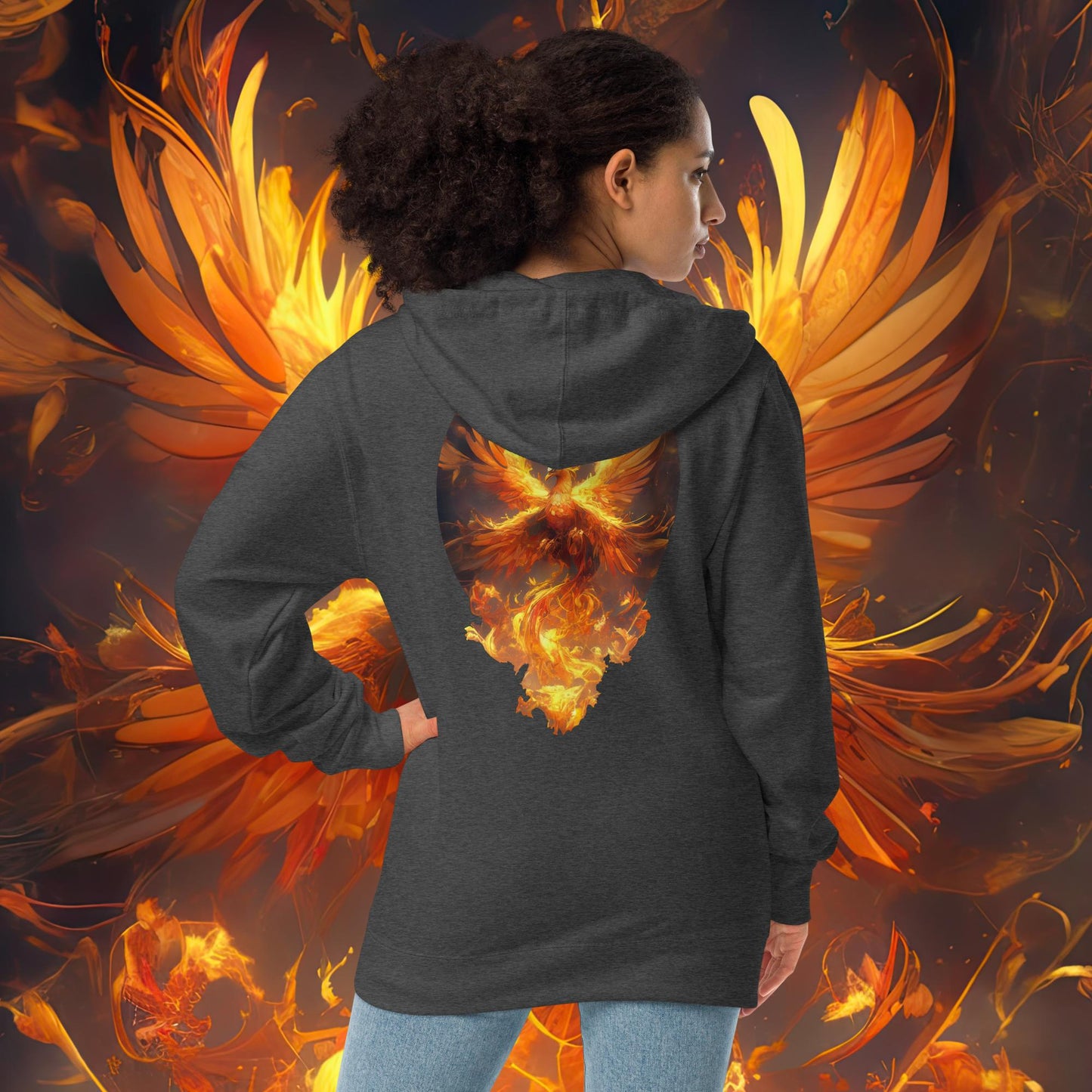 Born from Fire | Phoenix Unisex fleece zip up hoodie