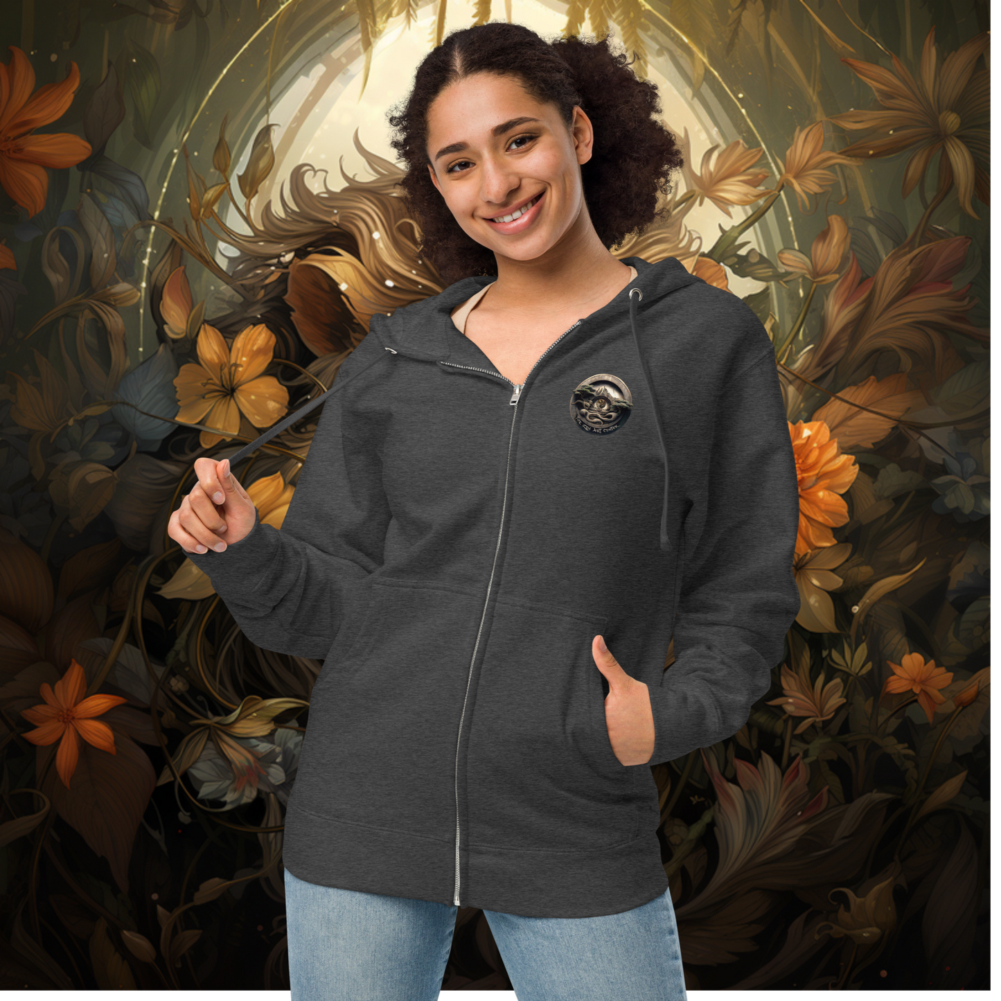 Lion Nouveau Unisex fleece zip up hoodie