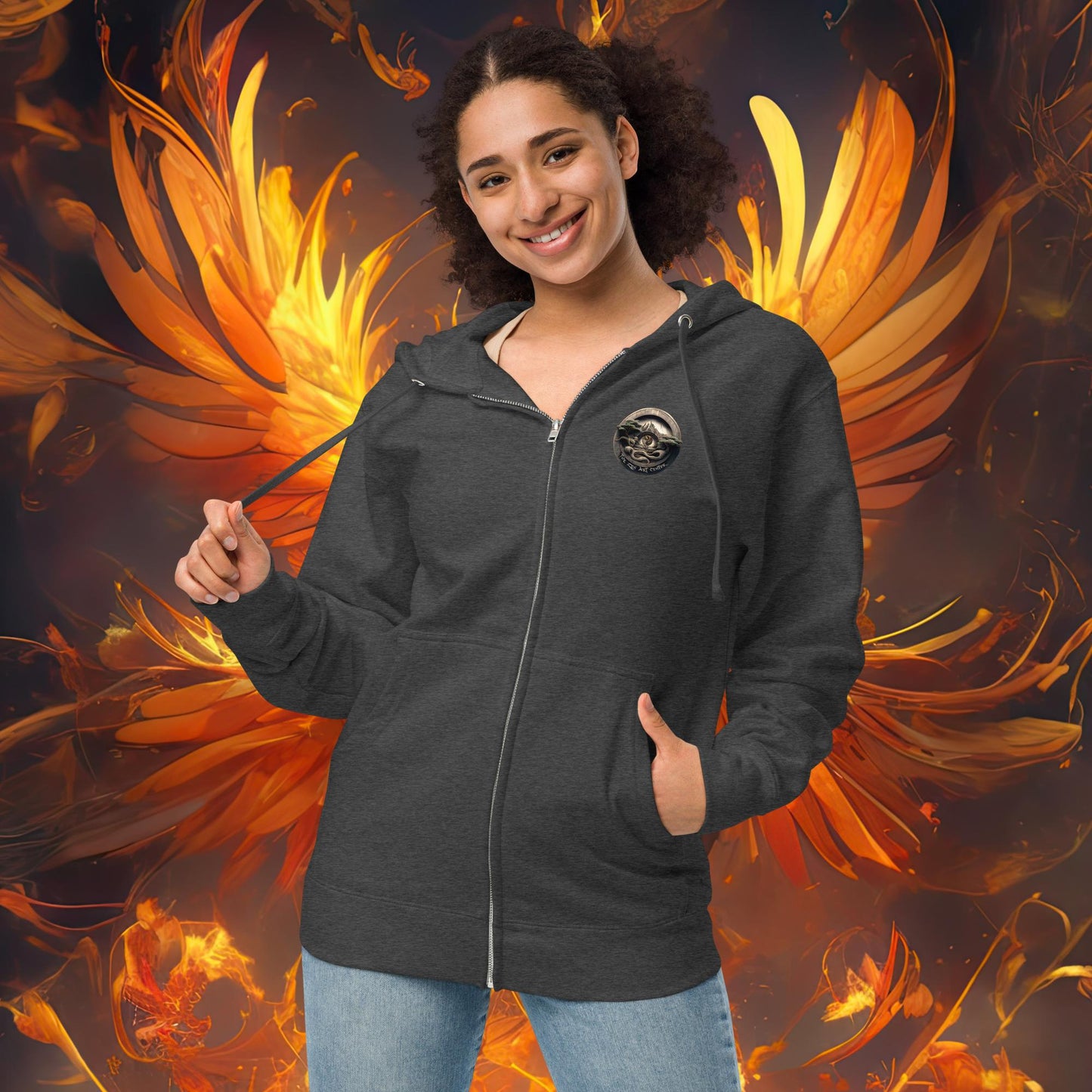 Born from Fire | Phoenix Unisex fleece zip up hoodie